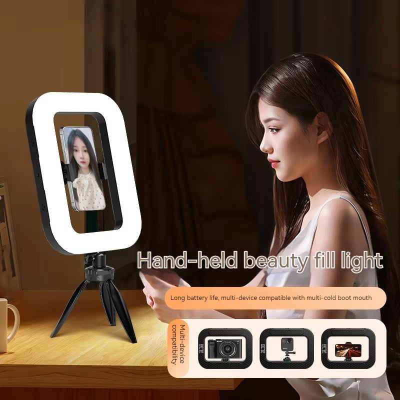 ✨ Portable LED Ring Light with Phone Holder – Rechargeable Selfie & Live Stream Fill Light