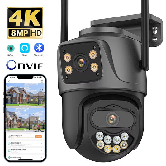 ClearView 4K Dual-Lens WiFi Outdoor Security Camera with Auto Tracking